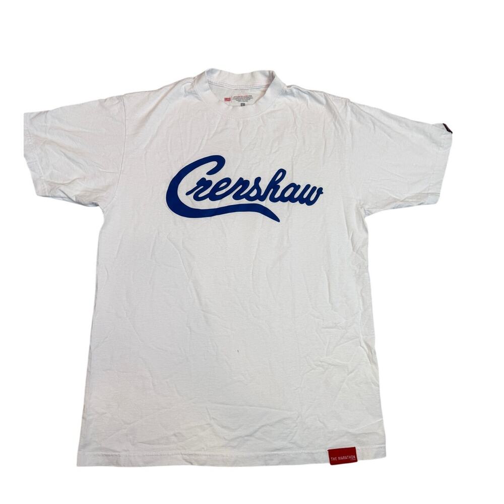 The Marathon Clothing TMC Crenshaw Shirt White Royal Blue Mens Large L Nipsey